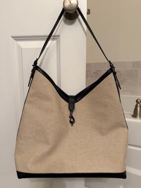 Rebecca Minkoff Beige Canvas Hobo with Black Trim